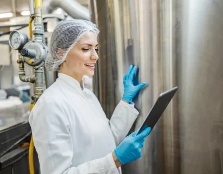 artica+i: imagen 6 para la galería del proyecto "FROM'INNOV. Nuevos procesos ecoeficientes para la producción de quesos maduros con propiedades funcionales mejoradas", dentro de la sección "Nuestros proyectos" (Casos de éxito). Perteneciente a proyectos de Consultoría para la innovación. Muestra detalle de proceso industrial de fabricación de queso