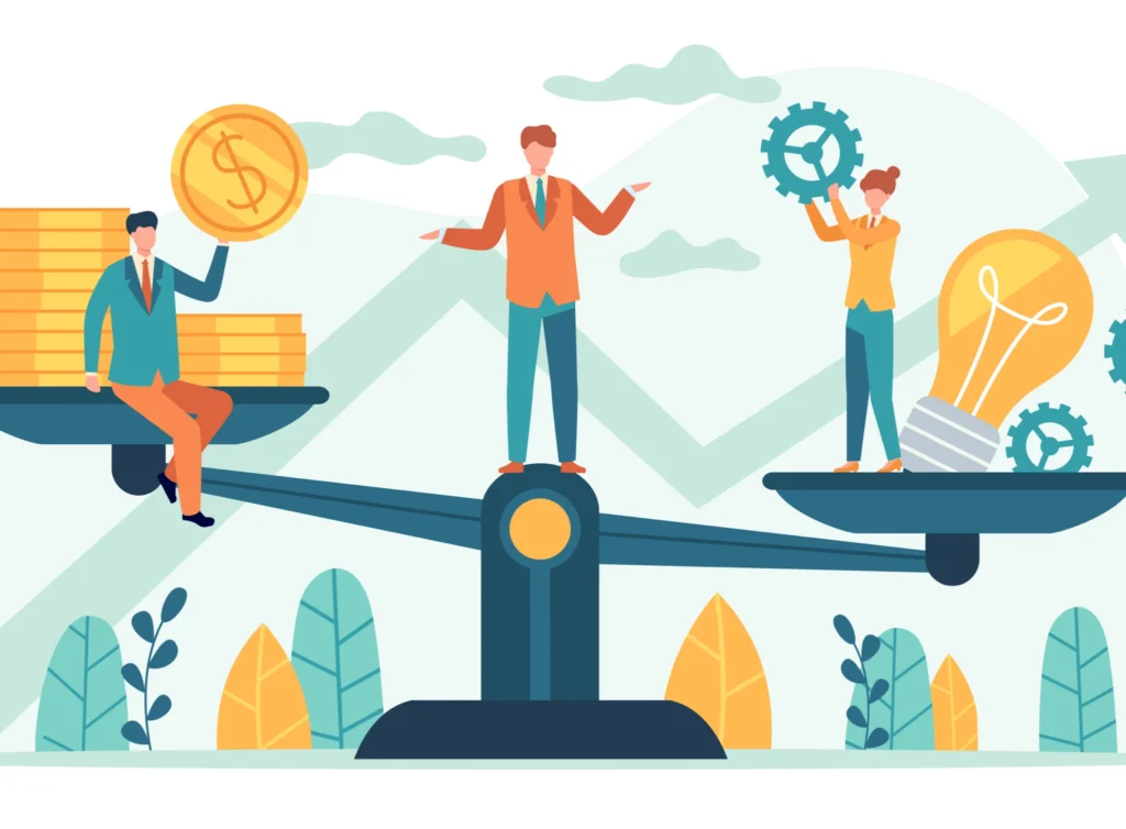 articai | News Tecnológica en la era digital: claves para su aprovechamiento fiscal” mostrando una imagen conceptual de una balanza que enfrenta la innovación al dinero